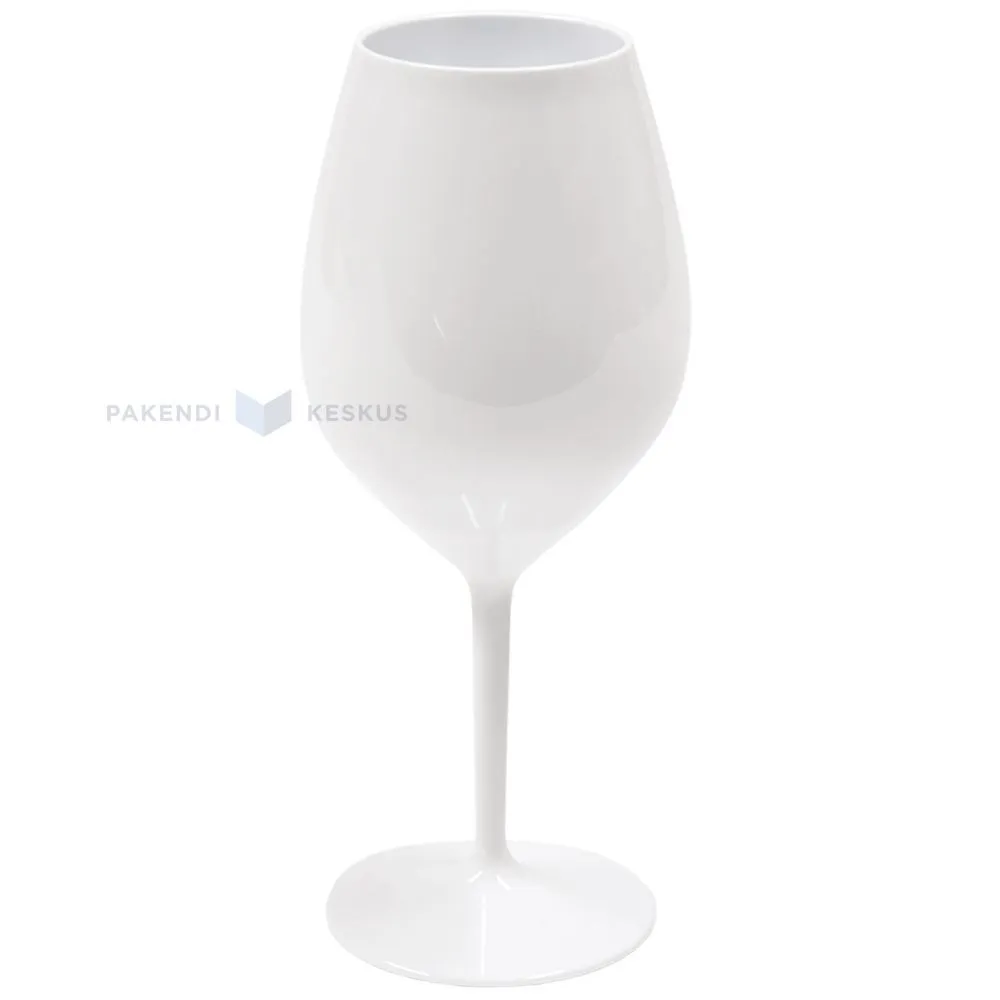 Korduvkasutatav plastikust valge veinipokaal jalaga 510ml TT 350x masinpestav