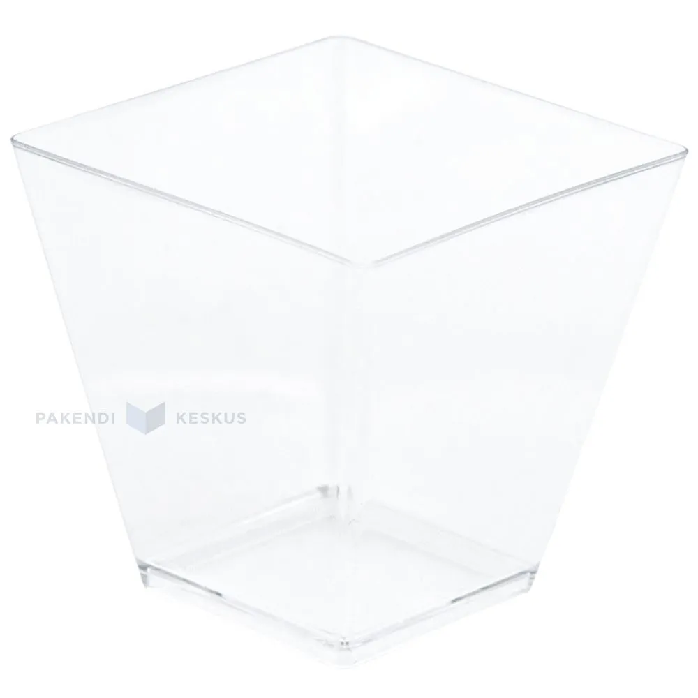 Reusable plastic transparent square degustation cup 95ml 55x56mm PS 50x machine washable