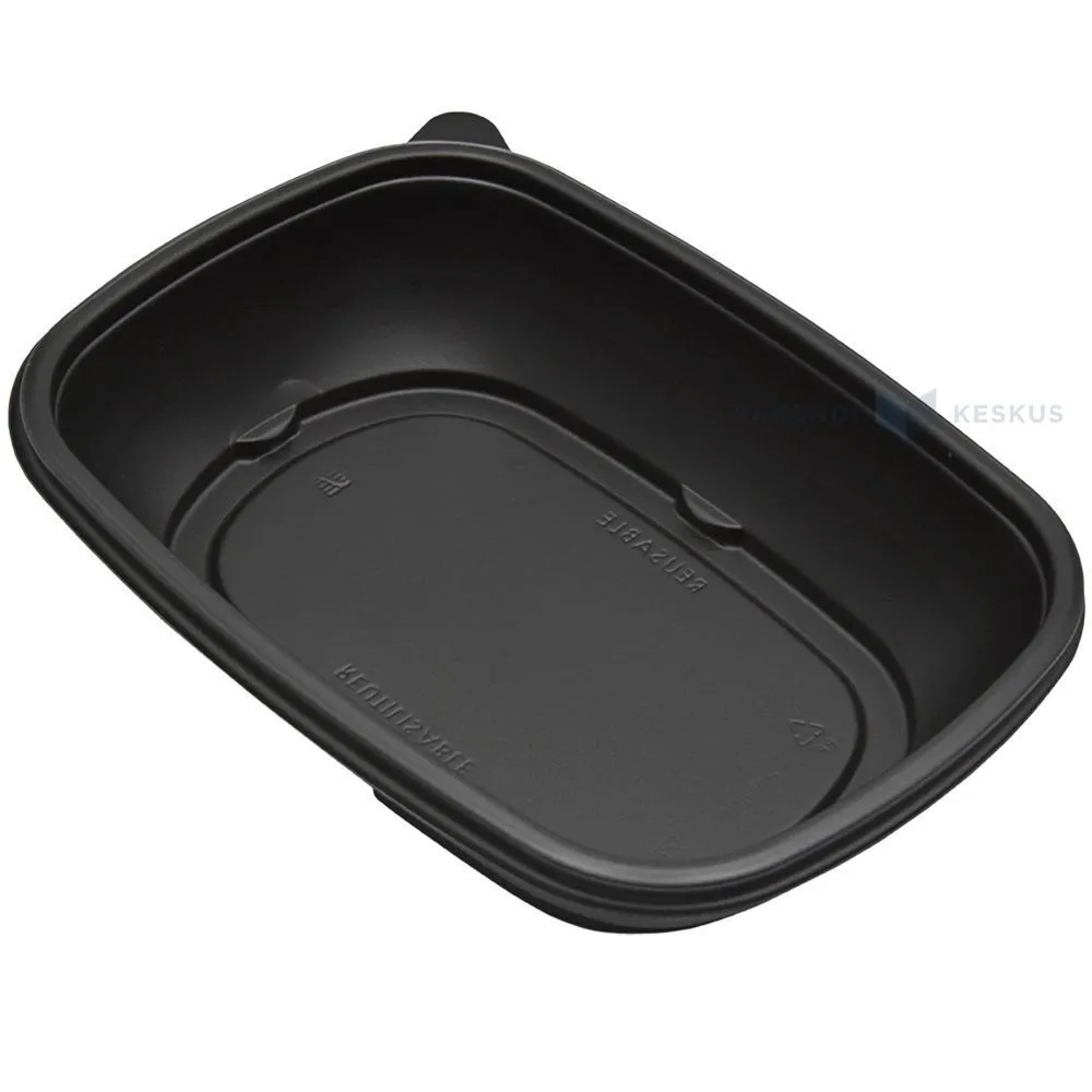 Korduvkasutatav must toidukarp läbipaistva kaanega 900ml 23x17x5cm PP 50x masinpestav, 50tk
