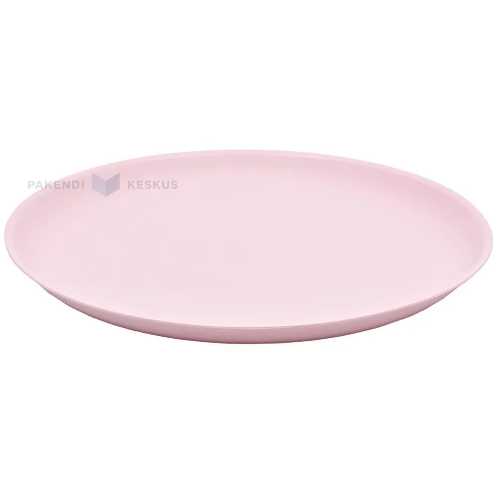 Korduvkasutatav heleroosa plastikust taldrik 27,4cm PP 125x masinpesu
