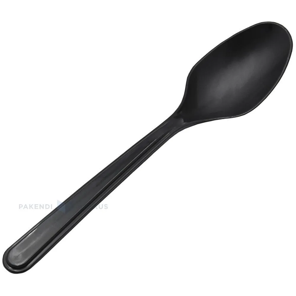 Korduvkasutatav must kohvilusikas 15cm PP 125x masinpesu, pakis 100tk