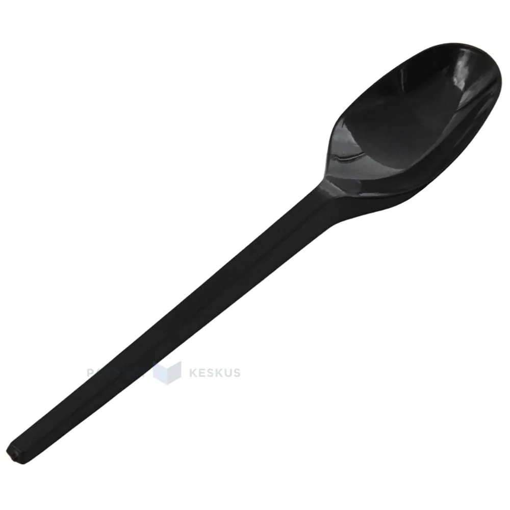 Black reusable plastic coffee spoon 12cm PS 125x machine washable, 100pcs/pack