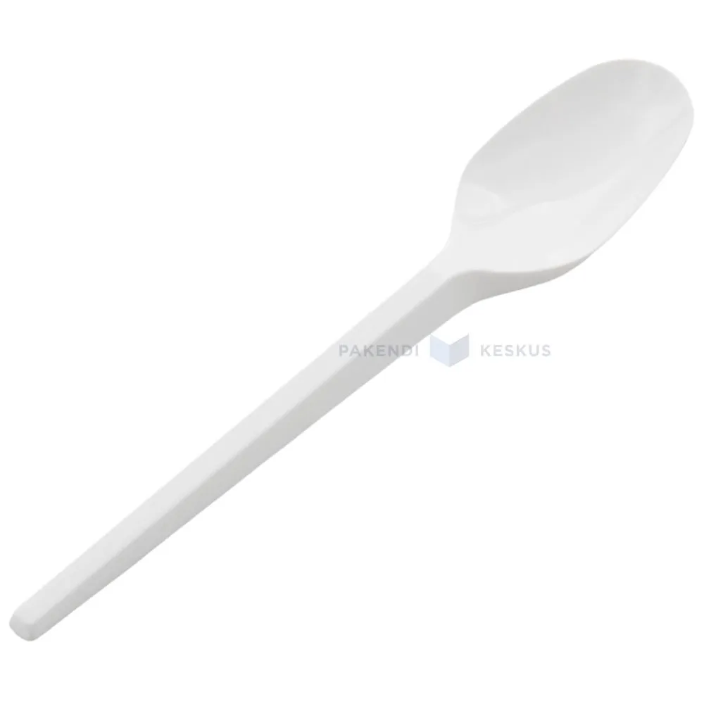 White reusable plastic coffee spoon 12cm PS 125x machine washable, 100pcs/pack