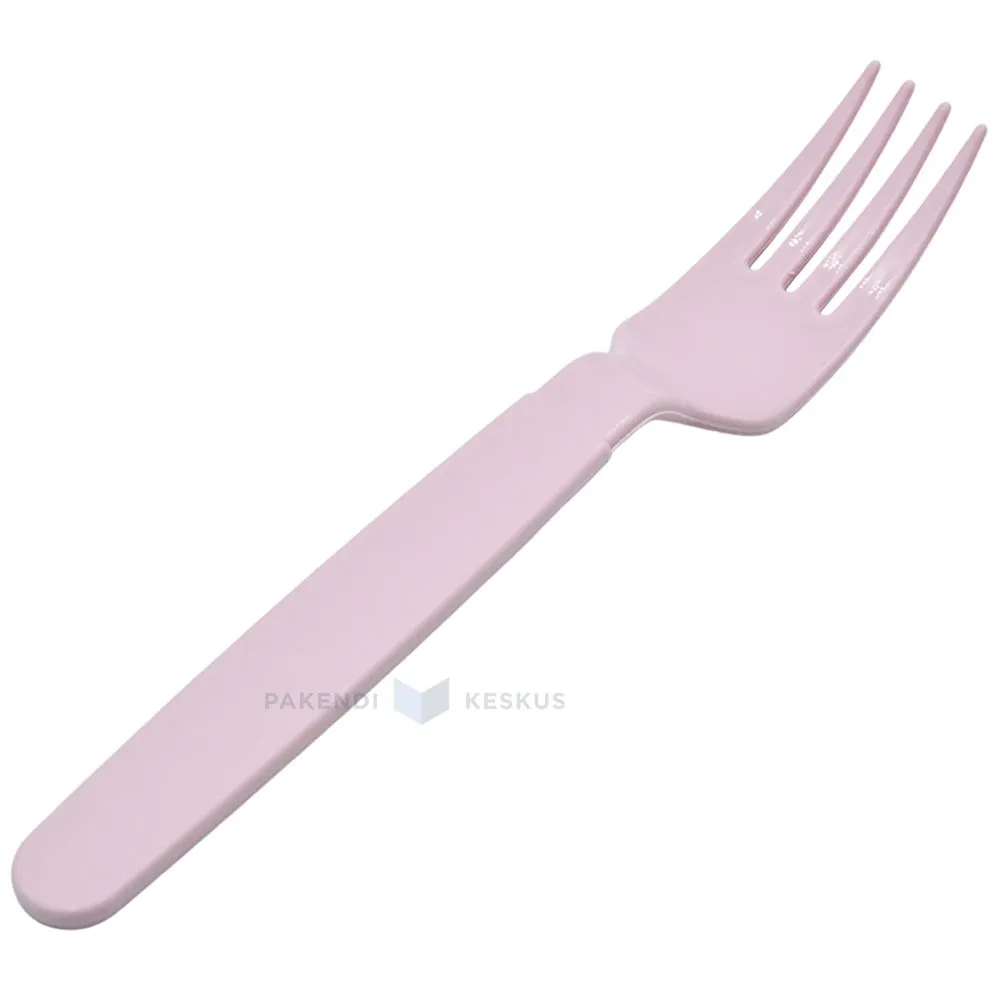 Roosa korduvkasutatav kahvel 18,5cm PP 500x masinpesu, pakis 6tk