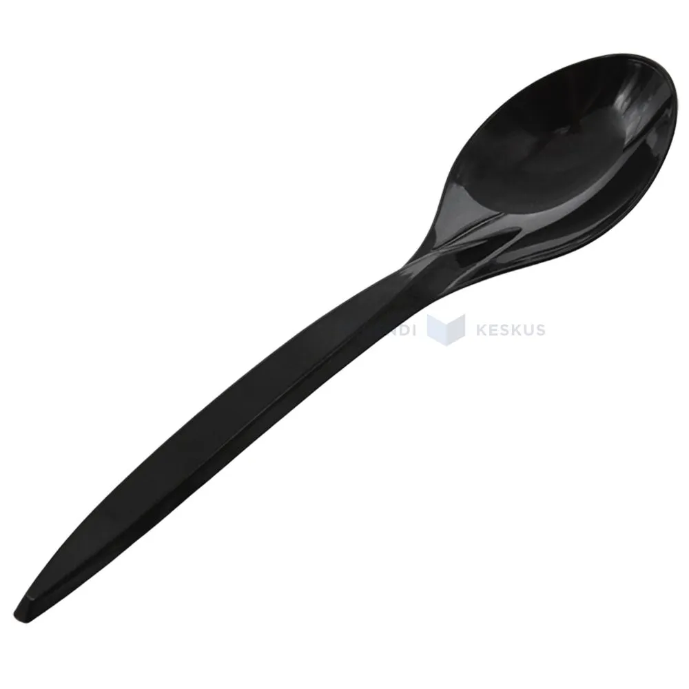 Black reusable plastic soup spoon 18cm PS 125x machine washable, 50pcs/pack