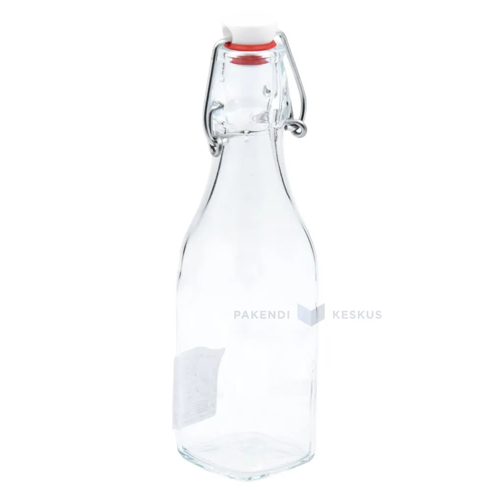 Transparent glass bottle with attached cork CONG 250ml diameter 64mm height 192mm
