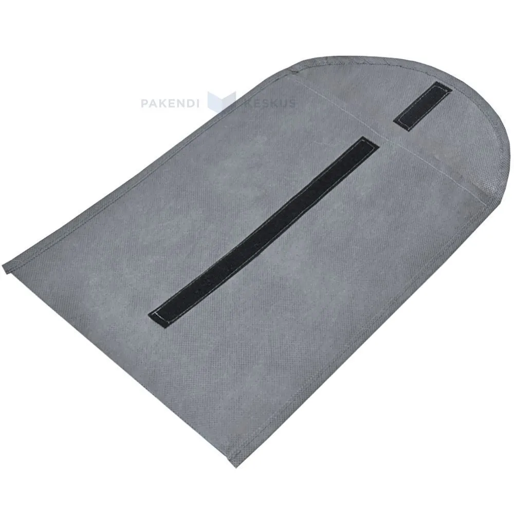 Grey textile reusable postal bag with pocket 24x35cm+10cm
