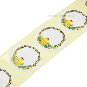 White label with Eater wreath and egg print diameter 57mm, 50pcs/roll