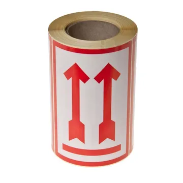 Safe handling label Red arrows print, 250pcs/roll
