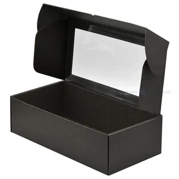 Black corrugated carton box with lid with window 320x165x93mm