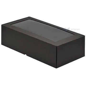 Black corrugated carton box with lid with window 320x165x93mm