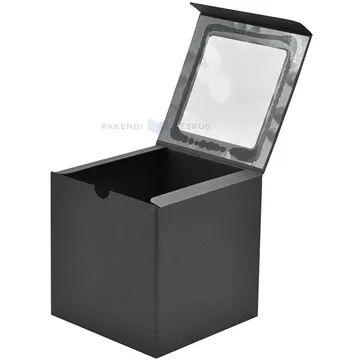 Black mini corrugated carton box with window 140x140x140mm