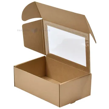 Corrugated carton box with lid and window 330x200x100mm