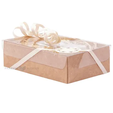 Box with transparent lid 100x65x30mm brown/white