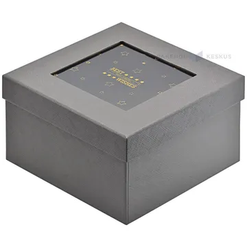 Grey gift box with Best Wishes print window 170x170x100mm