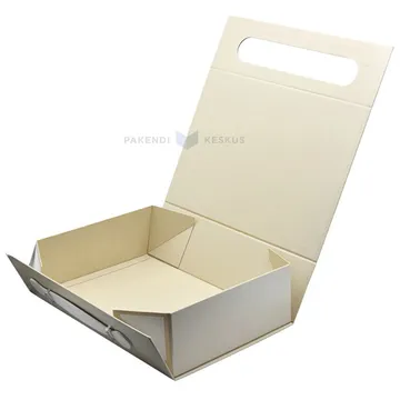 Beige gift box with handle 320x235x95mm