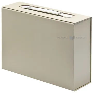 Beige gift box with handle 320x235x95mm