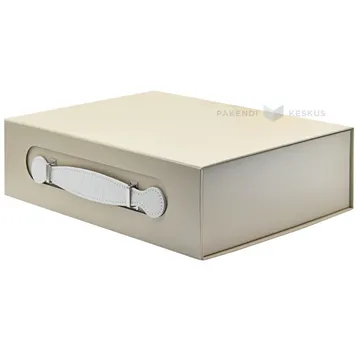 Beige gift box with handle 320x235x95mm