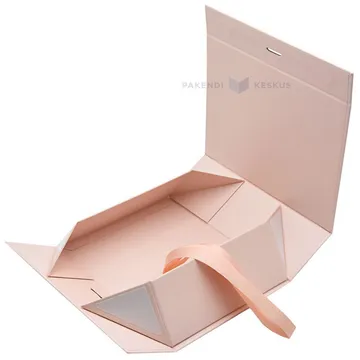 Pink gift box with ribbon 220x180x80mm