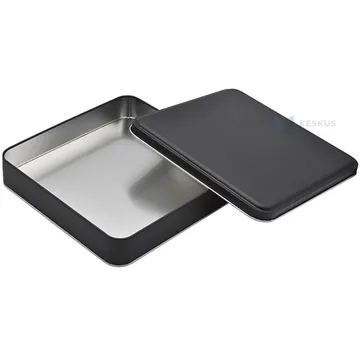 Matt must seest hõbedane metallkarp kaanega 215x215x40mm
