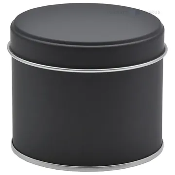 Matte black silver inside metal box with lid with diameter 73mm with height 60mm
