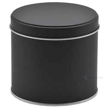 Matte black silver inside metal box with lid with diameter 99mm with height 90mm