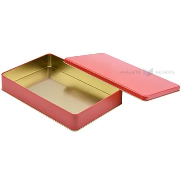 Red golden inside metal box with lid 265x175x45mm