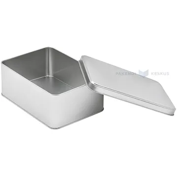 Silver metal box with lid with edge 190x135x75mm