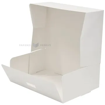 Kartongist valge koogikarp 21x14x7cm, pakis 20tk
