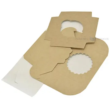 Cake box brown/white with window for one muffin 10x10x10cm, 25pcs/pack