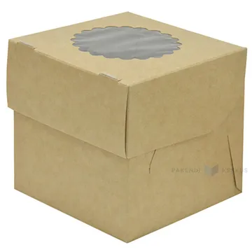 Cake box brown/white with window for one muffin 10x10x10cm, 25pcs/pack