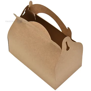 Brown carton cake box with handle 17x10x4,5cm, 20pcs/pack