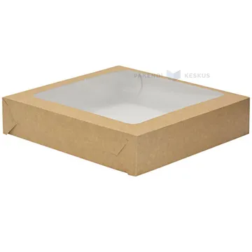 Lids with window brown/white for cake box 27,5x27,5+6cm, nr. 6, 100pcs/pack