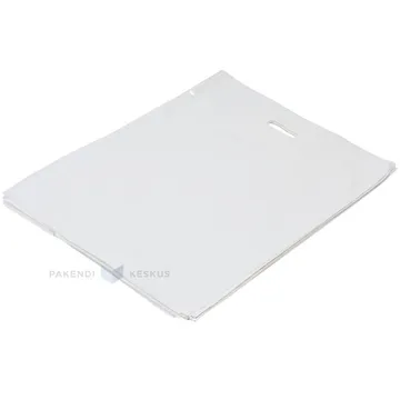 White plastic bag with reinforced punch hole handle 55x60+5cm