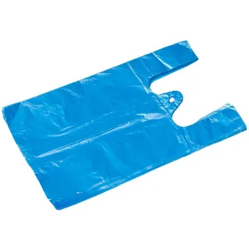 Blue plastic T-shirt bag 16+12x30cm, 100pcs/pack