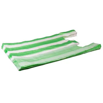 Särksangaga rohelise-valge triibuline kilekott 30+18x55cm, pakis 100tk