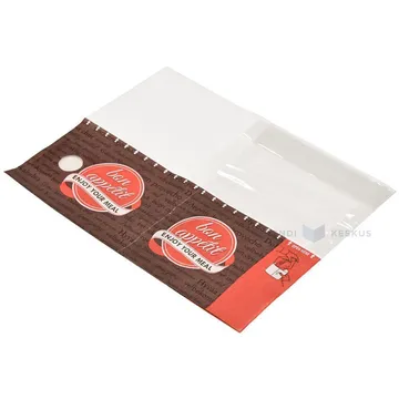 Svietsmaižu iepakojums sarkans ar apdruku "Bon appetit" 13+7x18cm, 50gb./iepakojumā