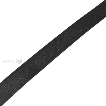 Black satin+lurex ribbon 15mm wide, 25m/roll