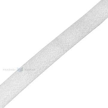 Sudraba satīna+lureksa lente 15mm plata, 25m/rullī