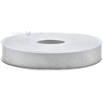Sudraba satīna+lureksa lente 15mm plata, 25m/rullī