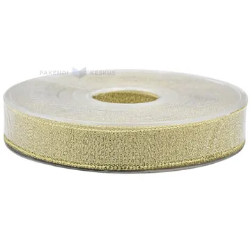 Shiny golden lurex ribbon 15mm wide, 30m/roll