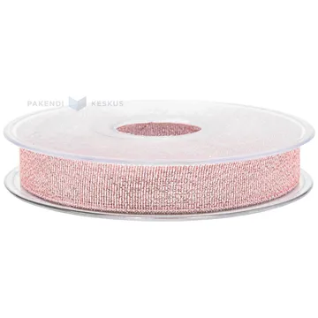Shining pink lurex ribbon 15mm wide, 30m/roll