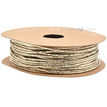 Golden lurex string ribbon 2mm wide, 10m/roll