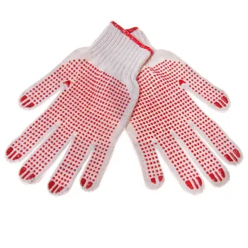 Red woven gloves rubber dots on both sides nr. 8