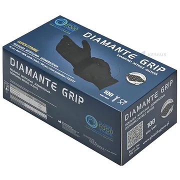Black nitrile gloves non-powdered L nr. 8-9 structured DIAMANTE GRIP, 100pcs/pack