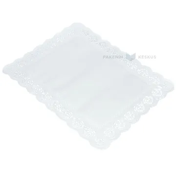 Valge pitsiline tordi aluspaber 26x34cm, pakis 100tk