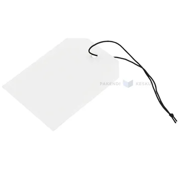 Valge kartongetikett nööriga 70x50mm, pakis 50tk