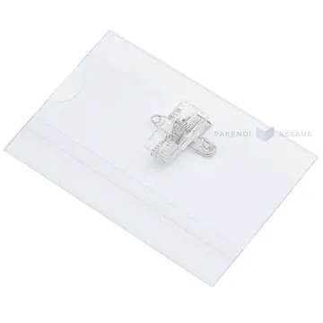 Transparent name tag holder with pin and clamp 90x54mm