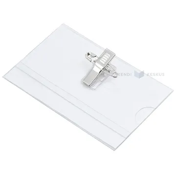 Transparent name tag holder with pin and clamp 90x54mm