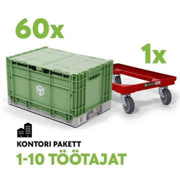 RENT-KONTORI PAKETT 1-10 töötajat-60tk kolimiskasti WOXBOX + 1tk kastikäru WOXROLLER